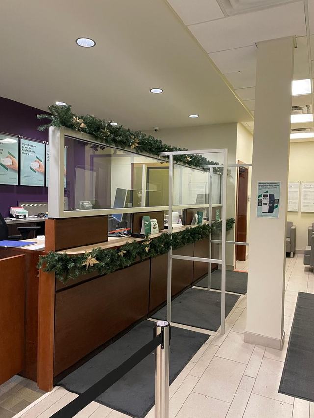 Garland along reception counters and glass dividers